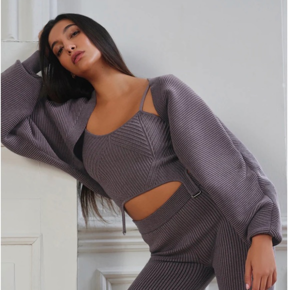 Alo Yoga Denim Knit Shawl Raisinette/Black XS/S - Picture 1 of 5